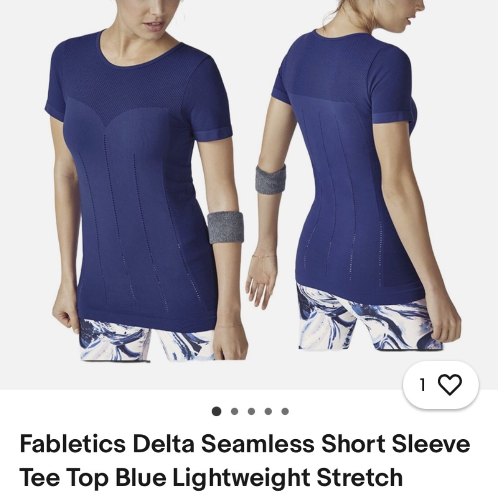 Fabletics Delta Short Sleeve Tee Blue Sz L - Picture 6 of 7